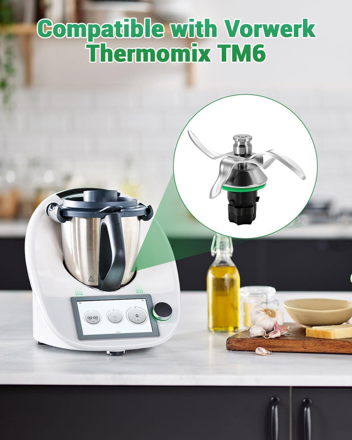 Ersatzmesser für Thermomix TM6, Hochwertiges Edelstahl Mixmesser, Perfekt für Zerkleinern, Rühren, P