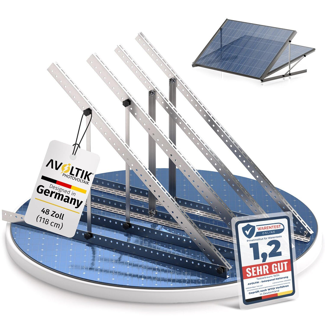 Balkonkraftwerk Halterung im 2er Set (bis 114cm) I Halterung für 2 Solarpanel-Module I Verstellbar v