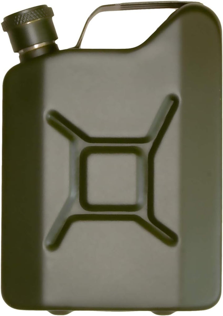 Edelstahl Flachmann im Benzinkanister-Design, 150ml Trinkflasche, oliv-grün