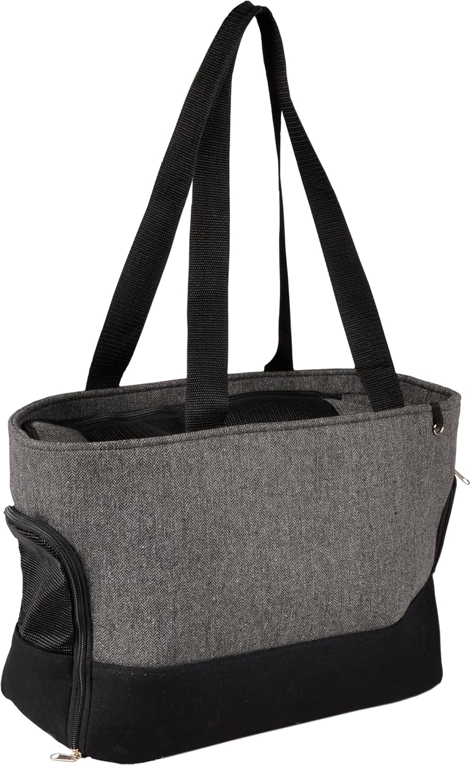 Hundetasche - Tragetasche Brigitta Grau – 47x21x30cm – Textil – Reissverschlüsse vorn/Oben/hinten –