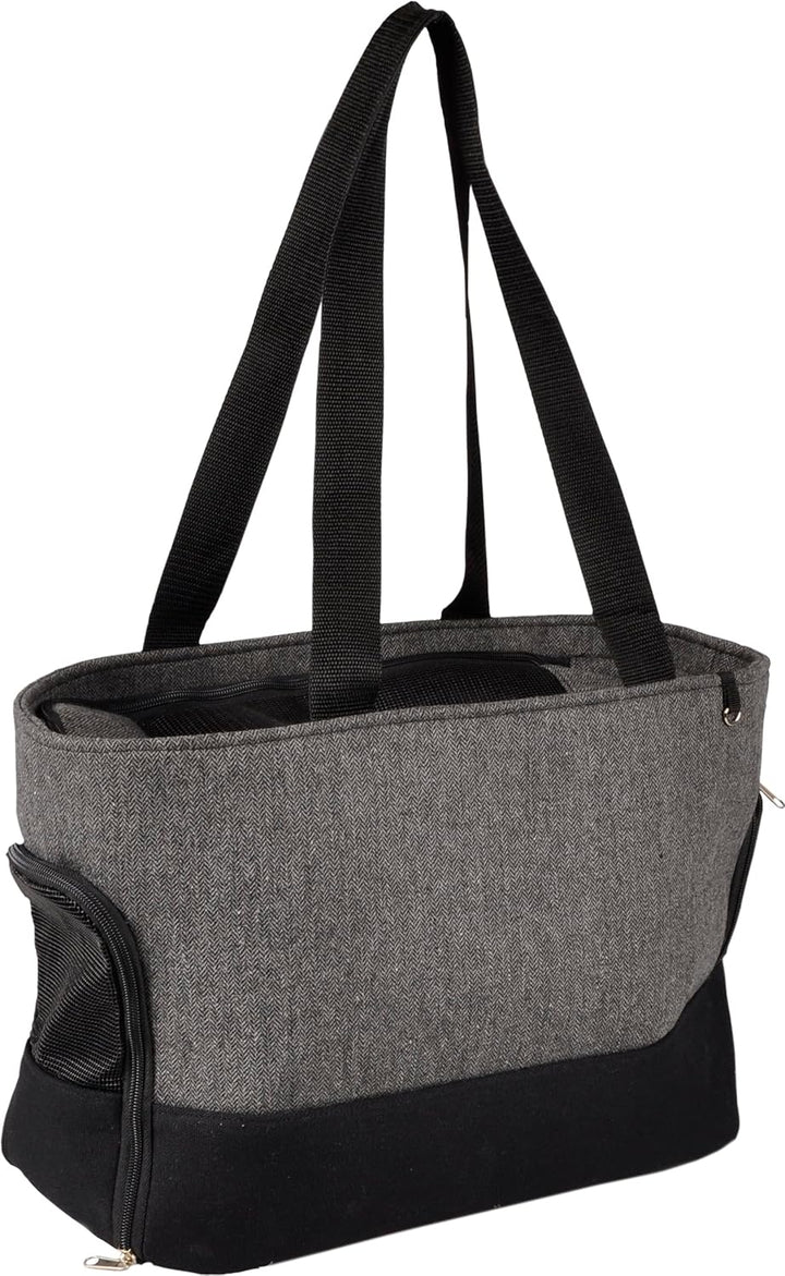 Hundetasche - Tragetasche Brigitta Grau – 47x21x30cm – Textil – Reissverschlüsse vorn/Oben/hinten –