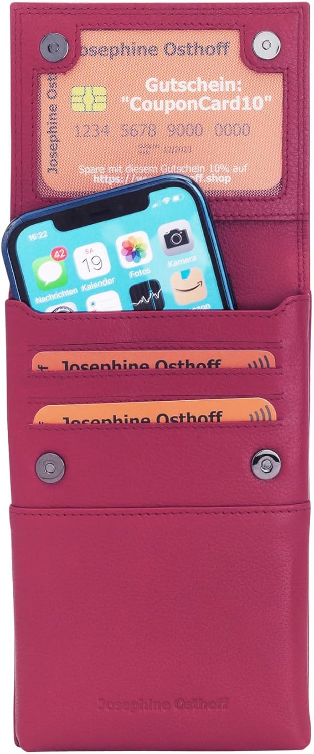 Handy Umhängetasche mit Karten- und Sichtfach, handgemacht aus 100% Echtleder, Crossbody Schultergur