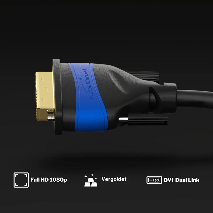 KabelDirekt – Dual Link DVI Kabel – mit Ferritkern für störungsfreie Signalübertragung – 10m (digita