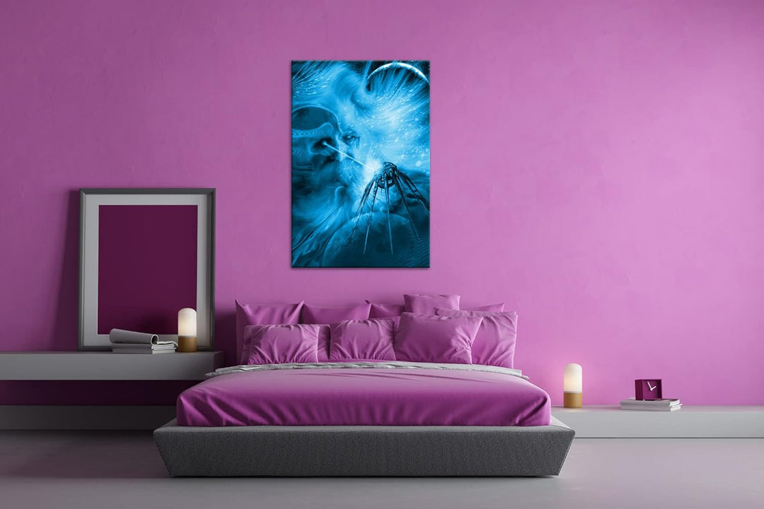 deyoli Abstraktes Raumschiff Zeichnung Format 80x60 Effekt: Monocrome Blau als Leinwandbild, Motiv f