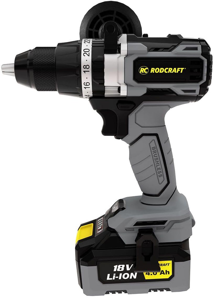 Rodcraft RC9042K4 Werkzeug-Set: 1x Akku-Bohrmaschine RC9042, bis 13 mm, 500-2000 U/min, LED-Licht, m