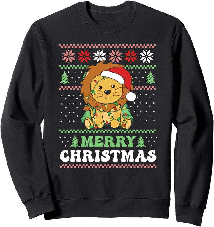 Merry Christmas retro ugly christmas Löwe Sweatshirt