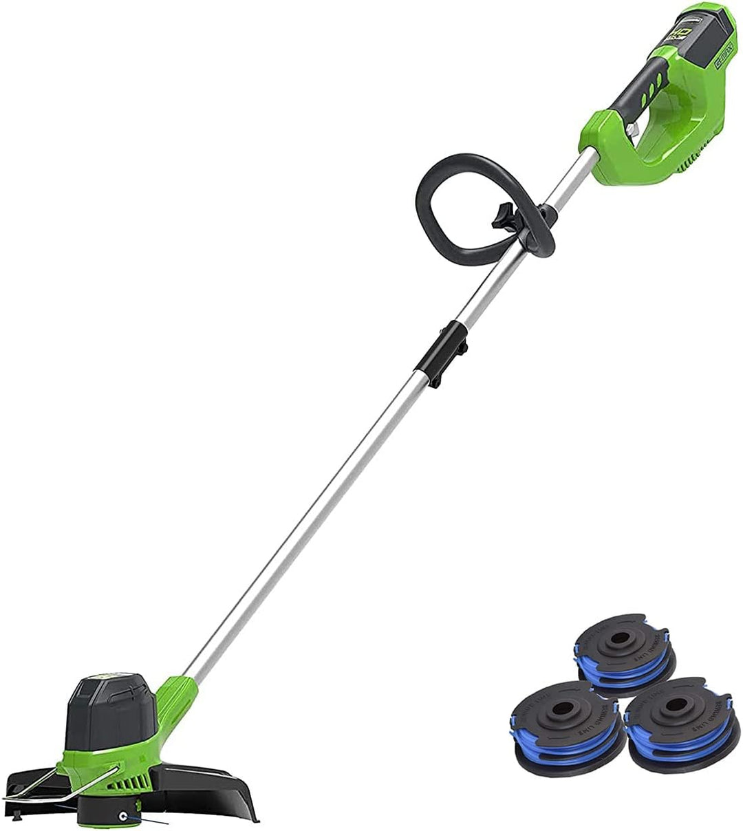 Greenworks Akku-Rasentrimmer G40LT mit 3 Stück Doppel-Fadenspule (Li-Ion 40 V 30cm Schnittbreite 700