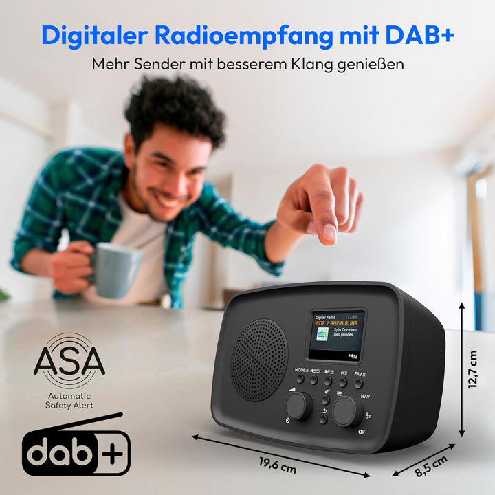 MEDION DAB+ Radio mit Bluetooth DRE-1 (DAB Plus, UKW Radio, Tropfwasserschutz, Teleskopantenne, Weck