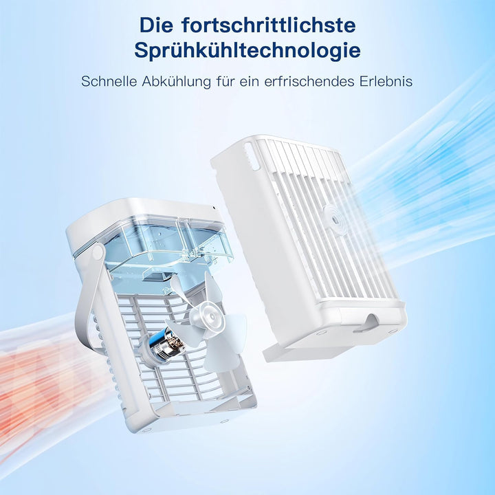 Mobile Klimaanlage, 4 in 1 Mini Klimaanlage mit Kühlen Nebel, Klimaanlage Mobil, klimagerät ohne abl