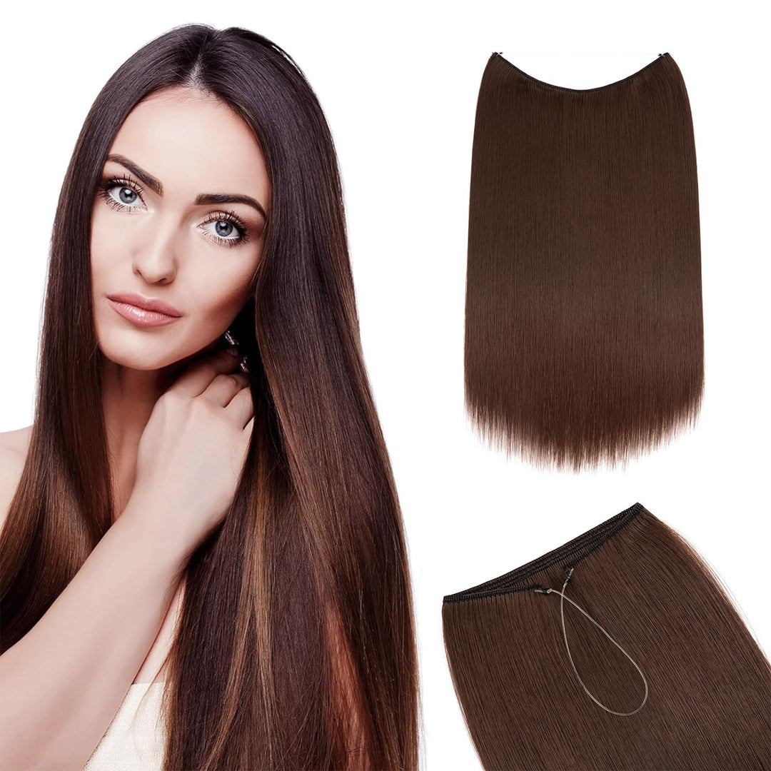 Silk-co Extensions mit transparenter Schnur, Glatte Synthetische Haarverlängerung wie Echthaar, kein