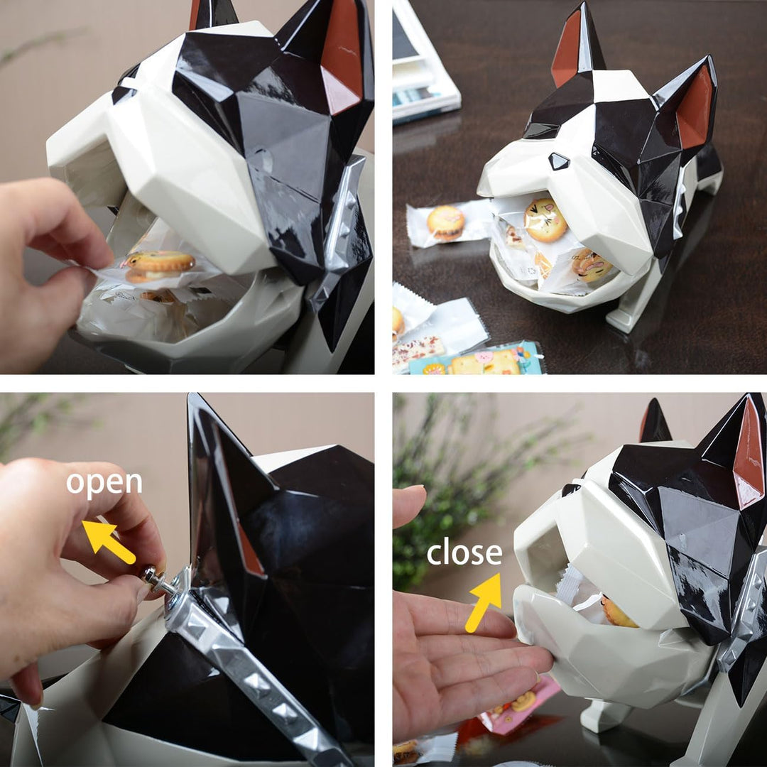 HAUCOZE Keksdose Bulldog Vorratsdose Tier Deko Moderne Skulptur Wohnzimmer Ornament Geschenk Polyres