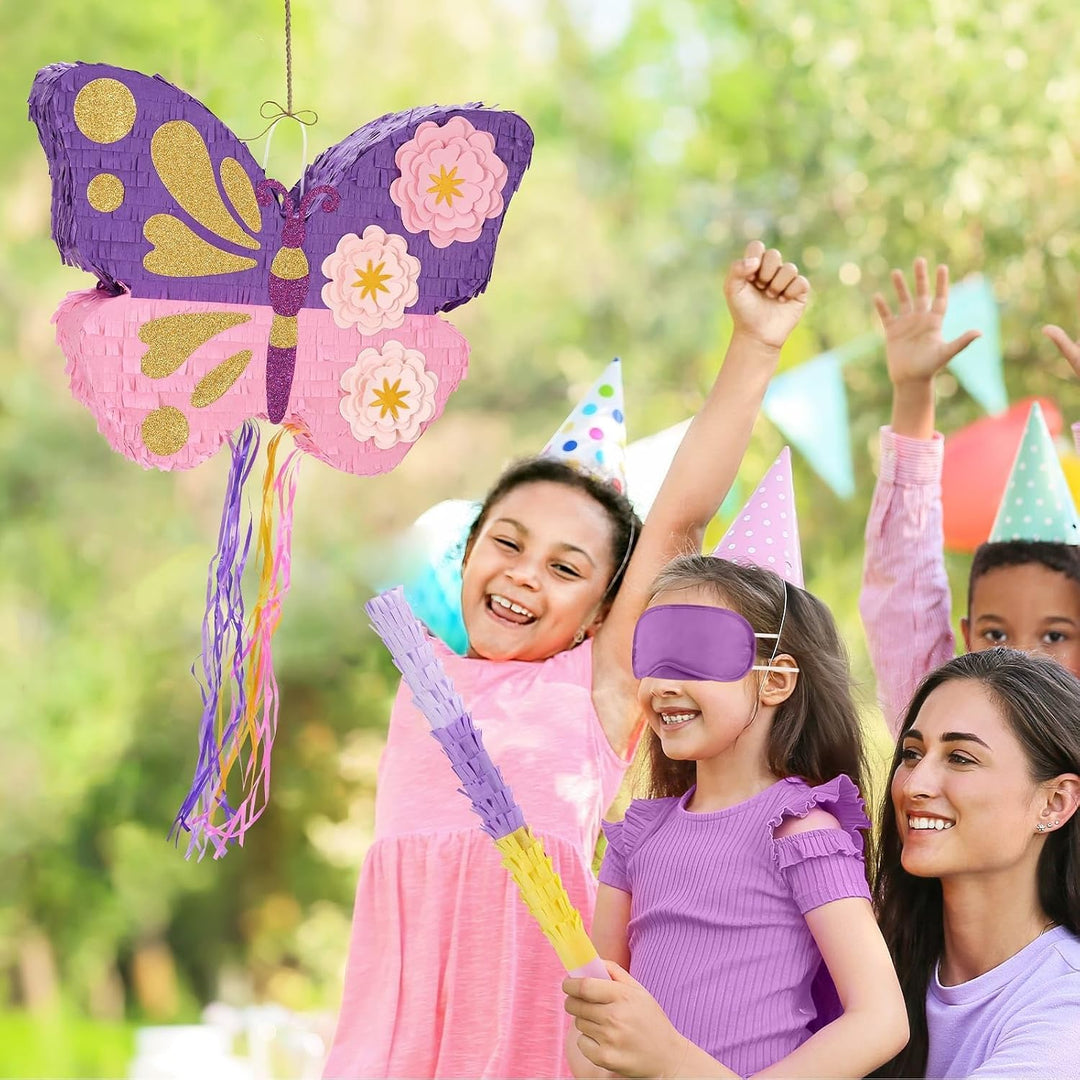 WERNNSAI Schmetterling Pinata – Schmetterling Geburtstag Pinata Deko Mädchen Kinder Rosa Lila Blumen