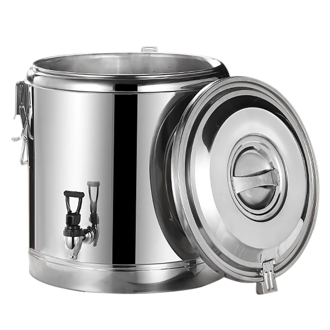 40L Edelstahl Isolationseimer mit Wasserhahn, Profi Warmhaltebehälter mit Deckel, Gastro Transportbe