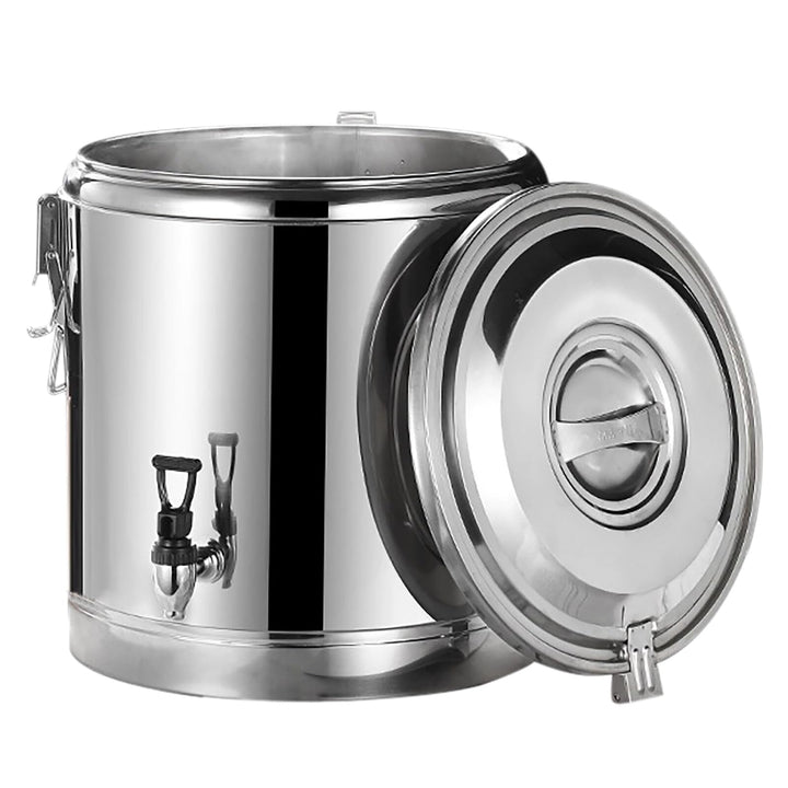 40L Edelstahl Isolationseimer mit Wasserhahn, Profi Warmhaltebehälter mit Deckel, Gastro Transportbe