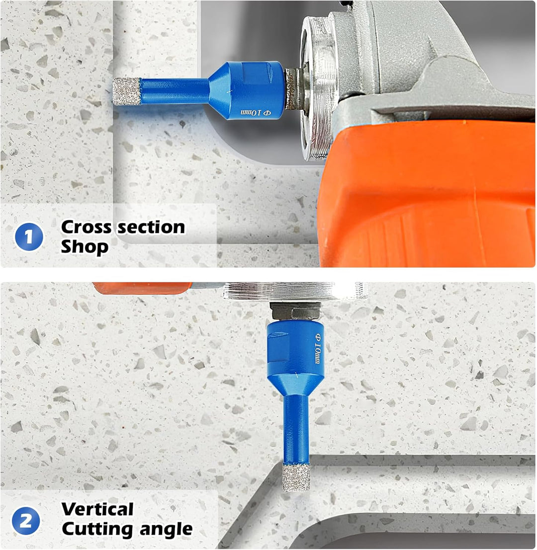 Diamant Fliesenbohrer 7 Stücke, Diamantbohrer Glasbohrer Set Für M14 Winkelschleifer ø 6/8/10/12/14/