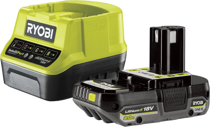 RYOBI 18 V Akku-Starter-Set RC18120-120C (2,0 Ah Lithium+ Akku, Schnellladegerät mit 2,0A Ladestrom,