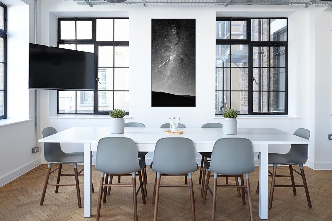 ein fallender Stern am Himmel Panorama 100x50 cm Effekt: Schwarz/Weiss als Leinwandbild, Motiv ferti