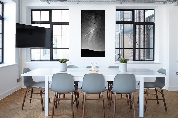 ein fallender Stern am Himmel Panorama 100x50 cm Effekt: Schwarz/Weiss als Leinwandbild, Motiv ferti