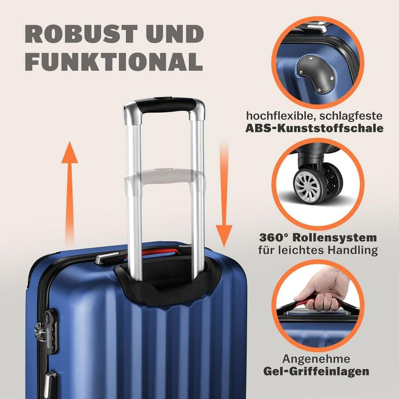 Monzana® Kofferset Baseline 3er Hartschalen-Koffer Trolley Reisekoffer Rollkoffer Handgepäck 4 Rolle