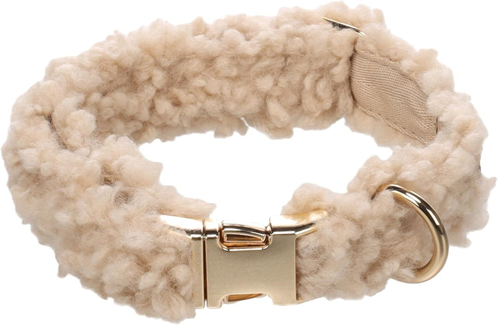 Halsband Hund - hundehalsband - Flamingo Pookie Fleece Beige S | 31-50cm x 20mm x 5mm, Beige S | 31-