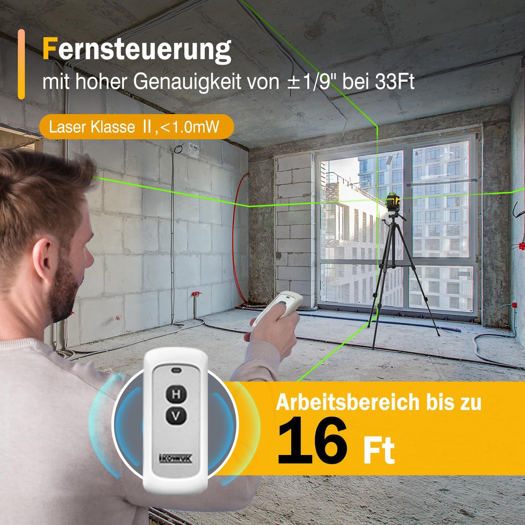 Kreuzlinienlaser,Laser Wasserwaage 3x360 Grad, Linienlaser Grün Kreuzlaser Selbstnivellierend Nivell
