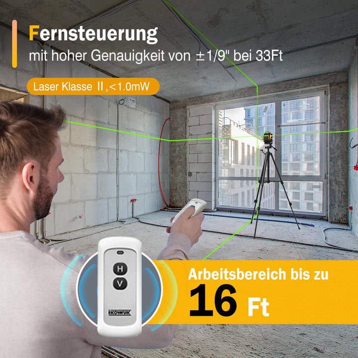 Kreuzlinienlaser,Laser Wasserwaage 3x360 Grad, Linienlaser Grün Kreuzlaser Selbstnivellierend Nivell