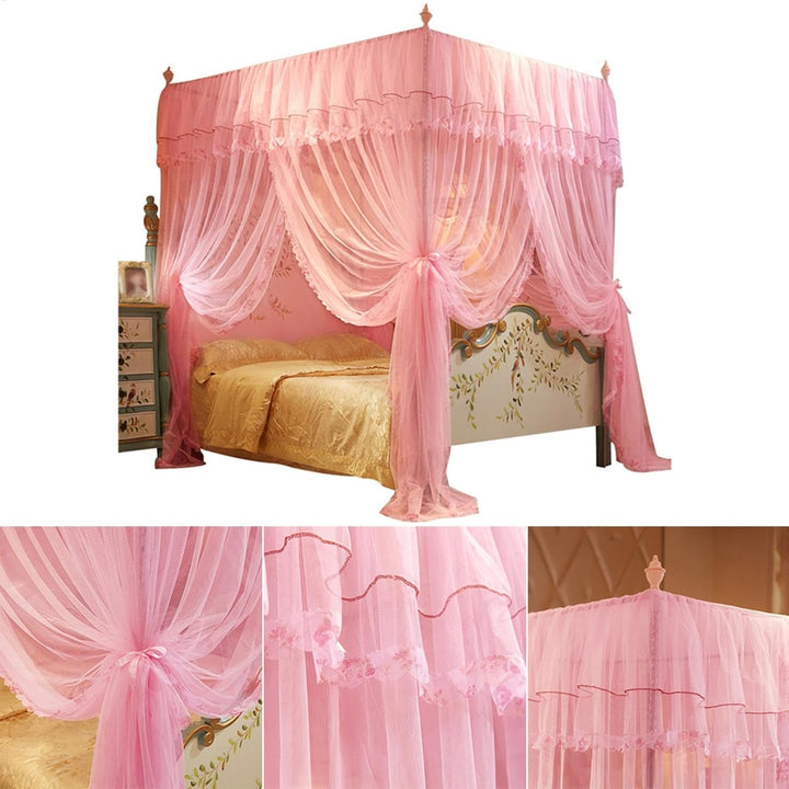 Betthimmel-Vorhang mit 4 Ecken, 200 x 150 x 150 cm, Baldachin-Netz für Bett, Prinzessinnen-Bettzelt,