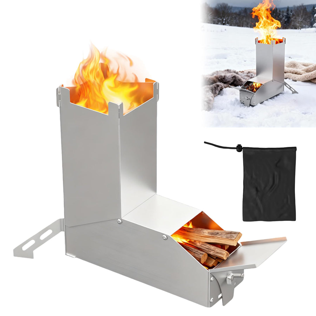 ACXIN Raketenofen Campingkocher Edelstahl Tisch Feuerofen Holzofen Outdoor Campinggrill Mini Camping