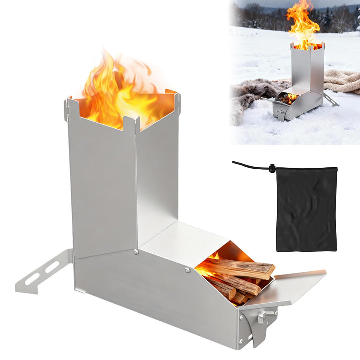 ACXIN Raketenofen Campingkocher Edelstahl Tisch Feuerofen Holzofen Outdoor Campinggrill Mini Camping