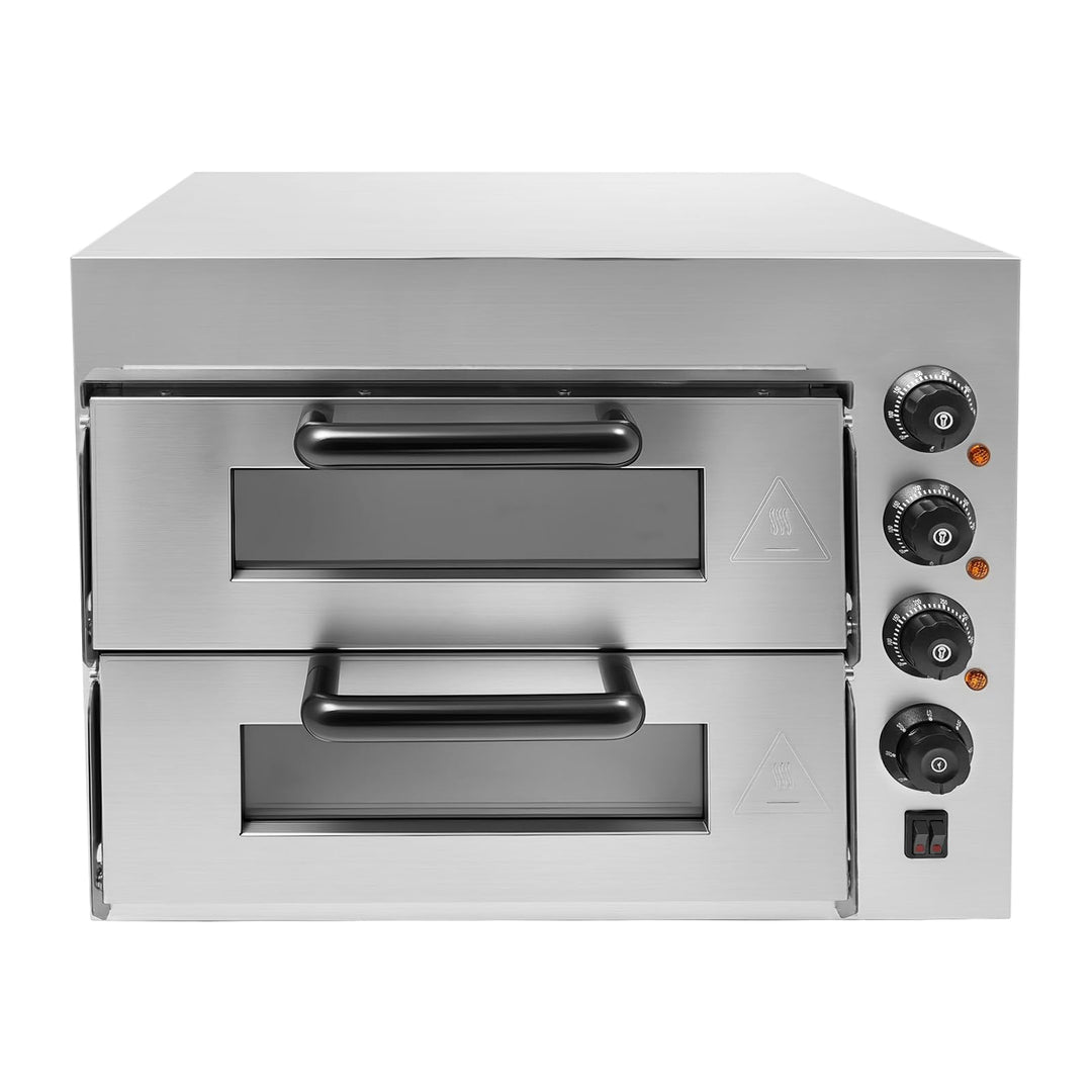 Doppelstock-Pizzaofen 3000W Flammen-Pizzabackofen, Gewerblicher Innengebrauchter Tisch-Pizzaofen für