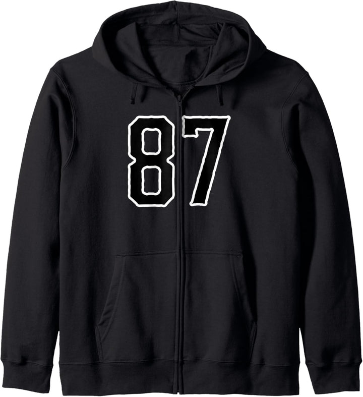Trikot #87 weiss schwarz Sport Team Trikot Nummer 87 Kapuzenjacke