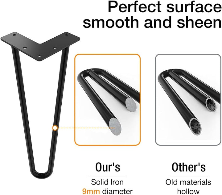 WINSOON 18CM Haarnadel Tischbeine Schwarz Metall Hairpin Legs DIY Tischbeine Möbelfüsse Tischkufen a
