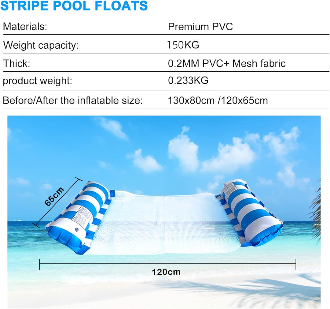 2 Stück Aufblasbare Wasserhängematte Schwimmbett, 4 in 1 Luftmatratze Pool, Wasser Hängematte, Pool