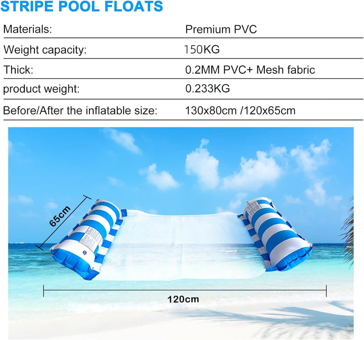 2 Stück Aufblasbare Wasserhängematte Schwimmbett, 4 in 1 Luftmatratze Pool, Wasser Hängematte, Pool
