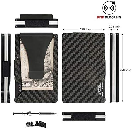 FLG | Carbon Fiber Card Holder Wallet Kartenetui mit Geldklammer, Kartenetui aus echtem Carbon mit R