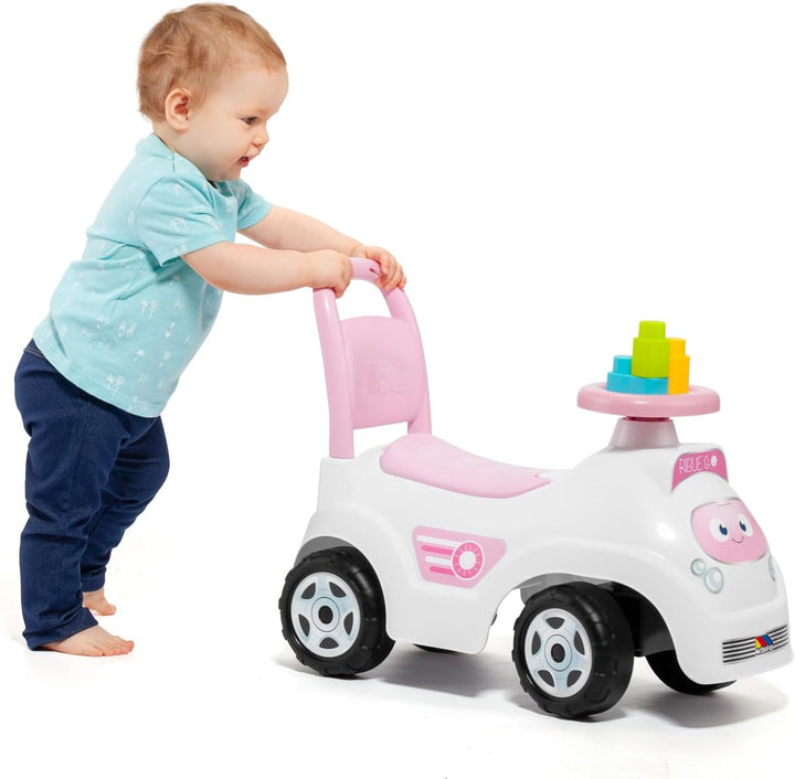 MOLTÓ | RIBLIE GO Lauflernwagen Rose mit 10 Blöcken | 2 in 1 Lauflernwagen und Aufsitzfahrzeug | För