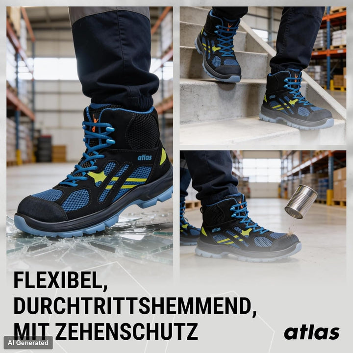 Atlas Flash 8205 XP ESD S1P Sicherheitsschuhe, Mesh-Obermaterial, Aluminiumkappe, XP Durchtrittschut
