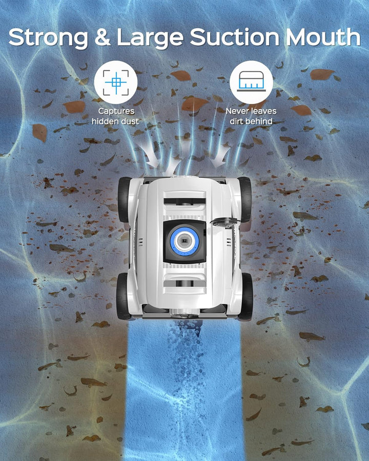 WYBOT Poolroboter Akku für 130 Minuten Betrieb, Poolsauger mit Starke Leistung, Dual-Antriebsmotoren
