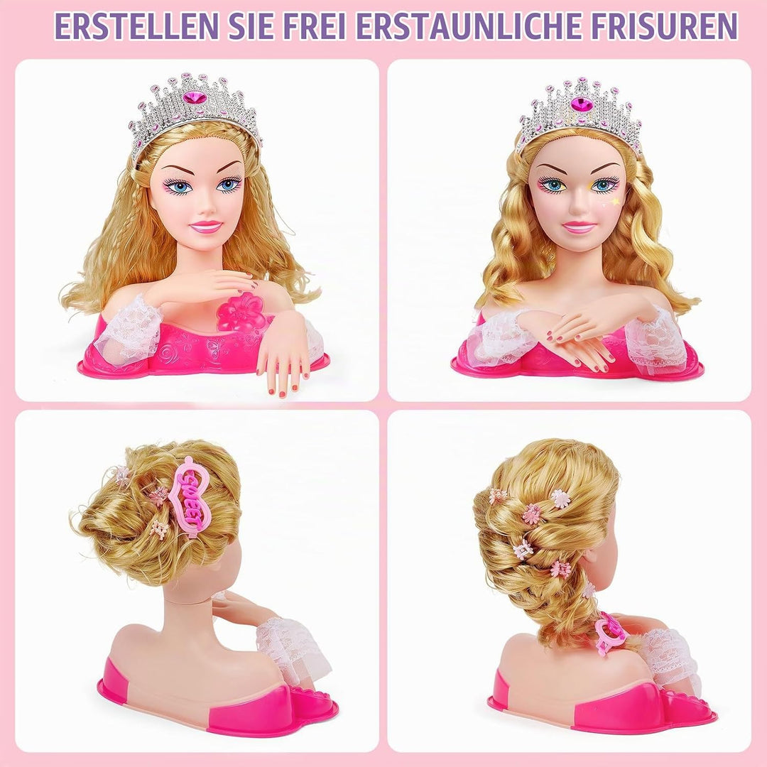 G.C Schminkpuppe Frisierkopf für Kinder Mädchen Spielzeug mit Schminkkopf Haartrockner Nagellack Kin