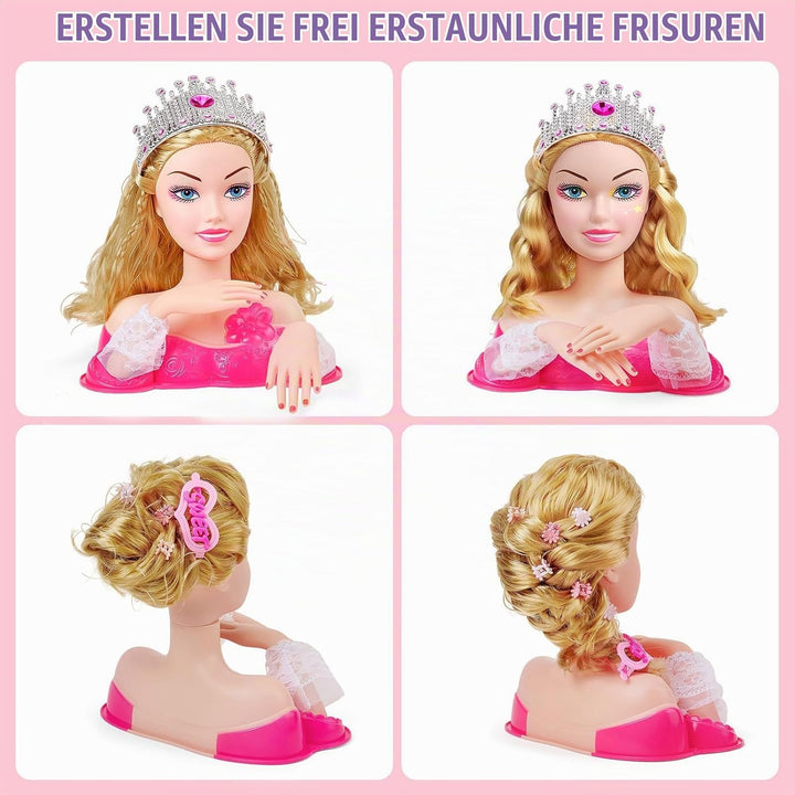 G.C Schminkpuppe Frisierkopf für Kinder Mädchen Spielzeug mit Schminkkopf Haartrockner Nagellack Kin
