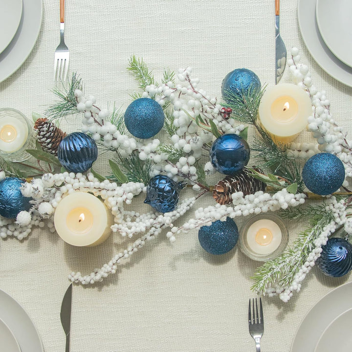 Busybee weihnachtskugeln 30 Stücke 6CM Ornamente für Weihnachtsbaum Blau Christbaumkugeln Weihnachts