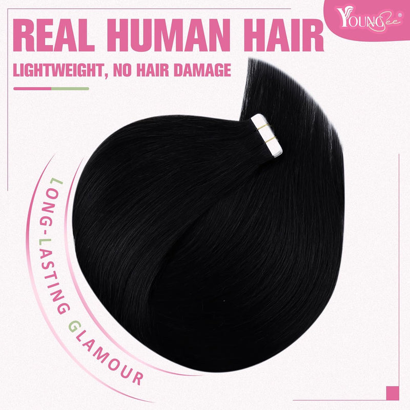 YoungSee Echthaar Extensions Tape Schwarz Tape Extensions Echthaar Schwarz Tape in Extensions Echtha