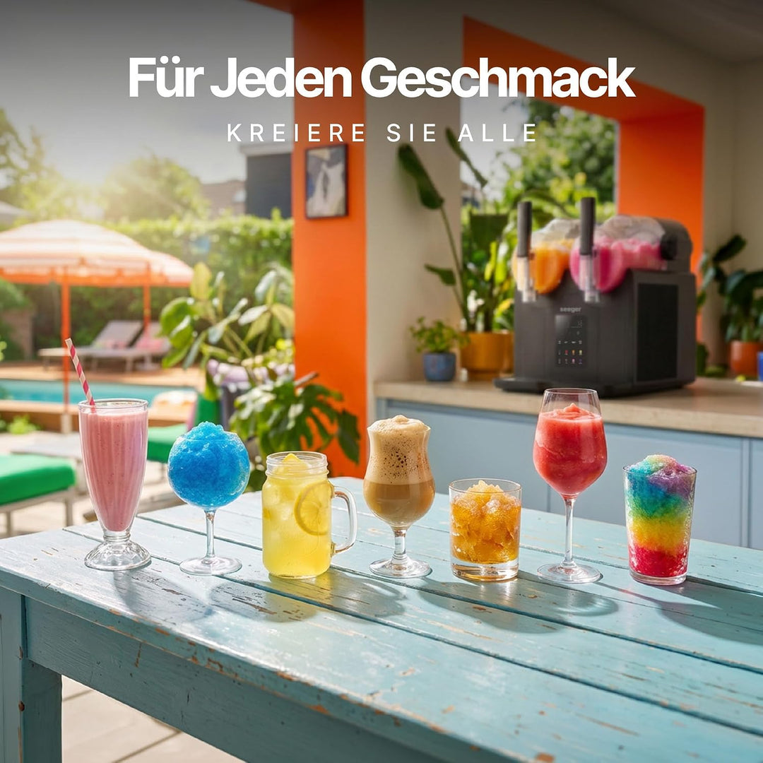 Seeger SuperSlush Twin, 4 Liter, Doppel Slush Maschine für zu Hause | 7 Smarten Programma, Automatis