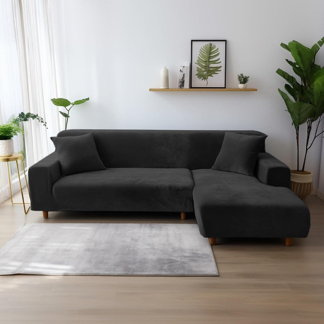 NAKIHOUSE Dicke Samt Sofa Überwürfe Sofabezug mit einem Kissenbezug, Superweicher Elastische Sofa Ab
