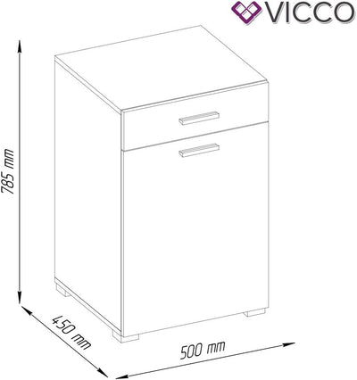 Vicco Badschrank Matteo, Weiss, 50 x 78.5 cm Weiss 50cm, Weiss 50cm