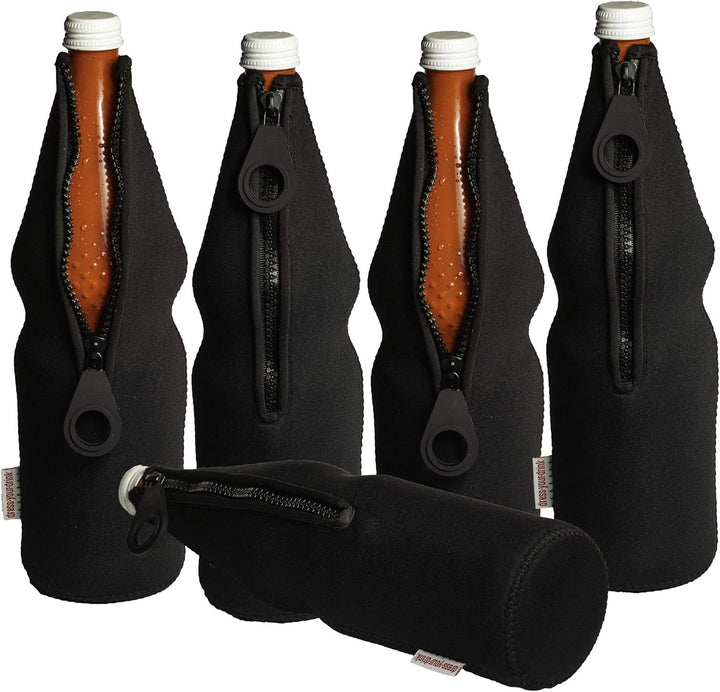 Flaschenkühler 0,7-1,0L für Glas- & PET Flaschen, Neopren, Getränkekühler, (schwarz, 5) Schwarz 5, S