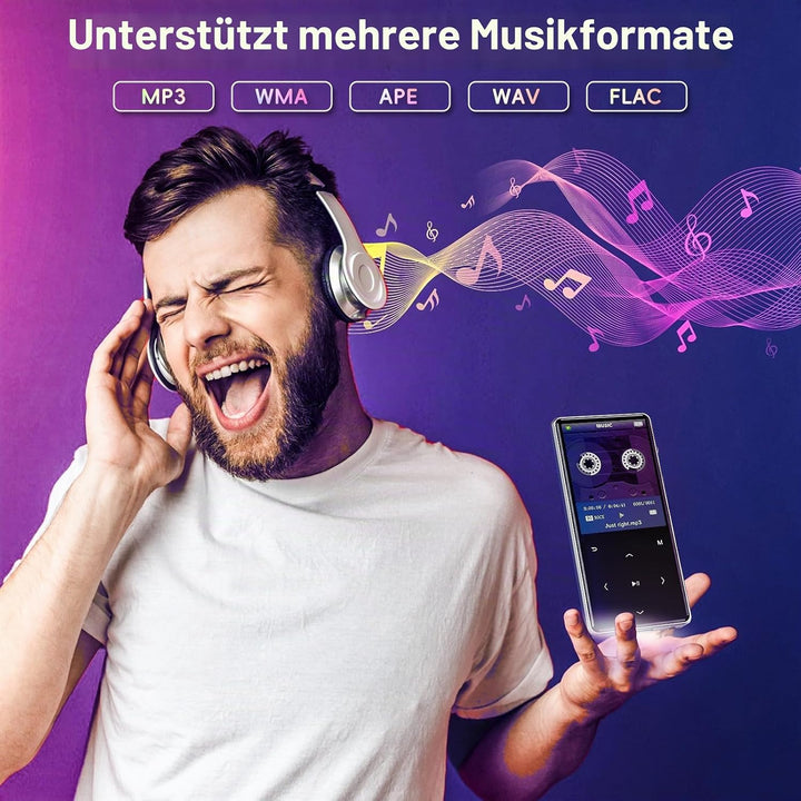 HIFI WALKER M7-128GB MP3 Player mit Bluetooth 5.0, 2,4 Zoll Touchscreen-Musikplayer mit Lautsprecher