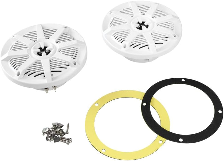 KIT Set FÜR BOSS Audio Systems MR62W 2 weisse Marine-Lautsprecher, 2-Wege, 6,5 Zoll, 16,5 cm, 100 Wa