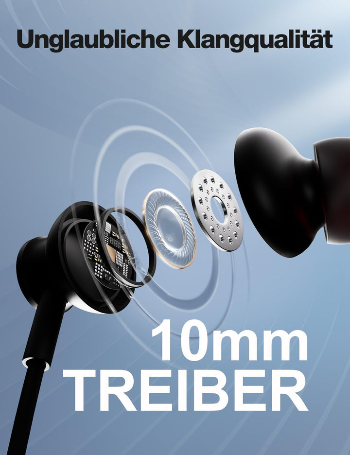 Rythflo Bluetooth Kopfhörer, 30 Std. Akkulaufzeit, In-Ear Kopfhörer – IPX7 Wasserdicht, Nackenbügel
