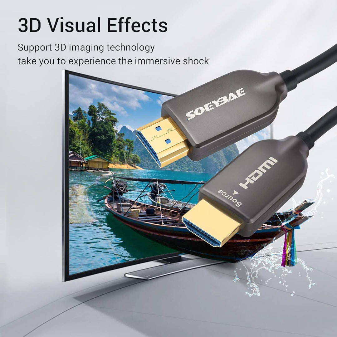 SOEYBAE 4K Optic HDMI Kabel 150M,HDMI Glasfaserkabel 2.0 4K@60Hz 18Gbps HDCP 2.2 3D HDR (150M), 150M